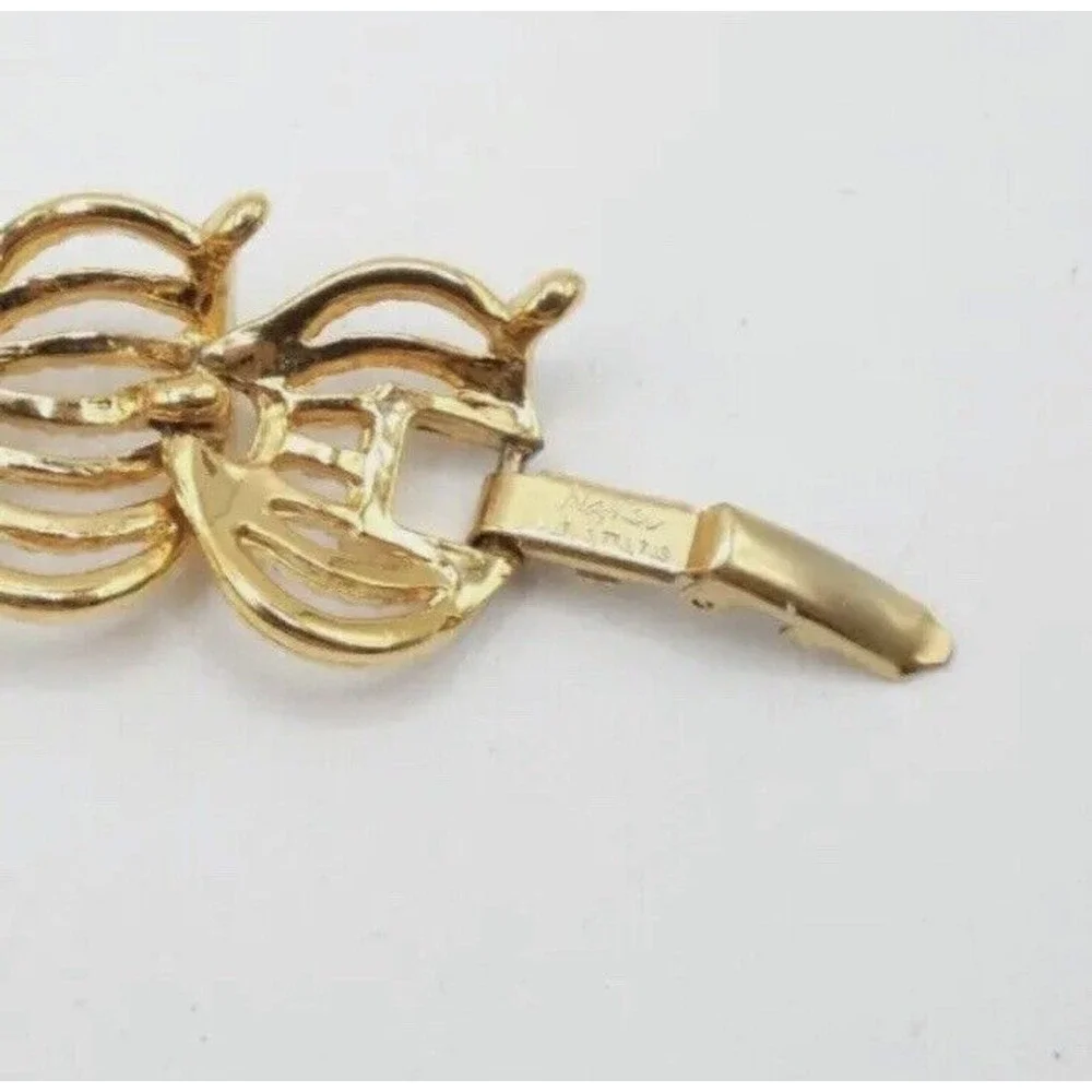 Vintage Napier Bracelet Goldtone Filigree Panel Ornate Elegant Rope Texture